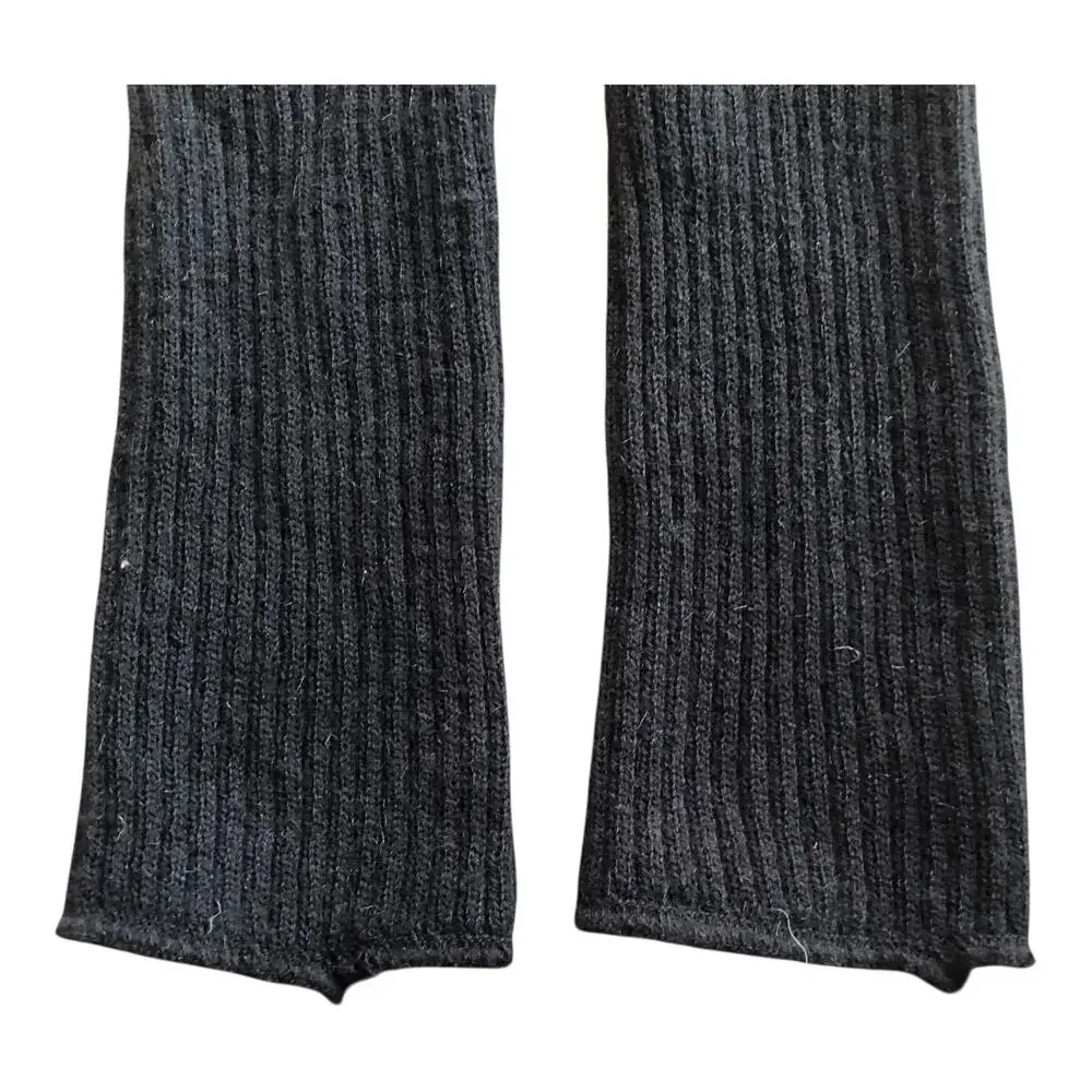Arm Warmers Fingerless Gloves Ribbed And Cable Knit Sleeve Thumbhole Black 2 Pr